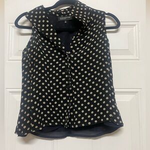 Jones New York Black and Cream Polka Dot Blouse
